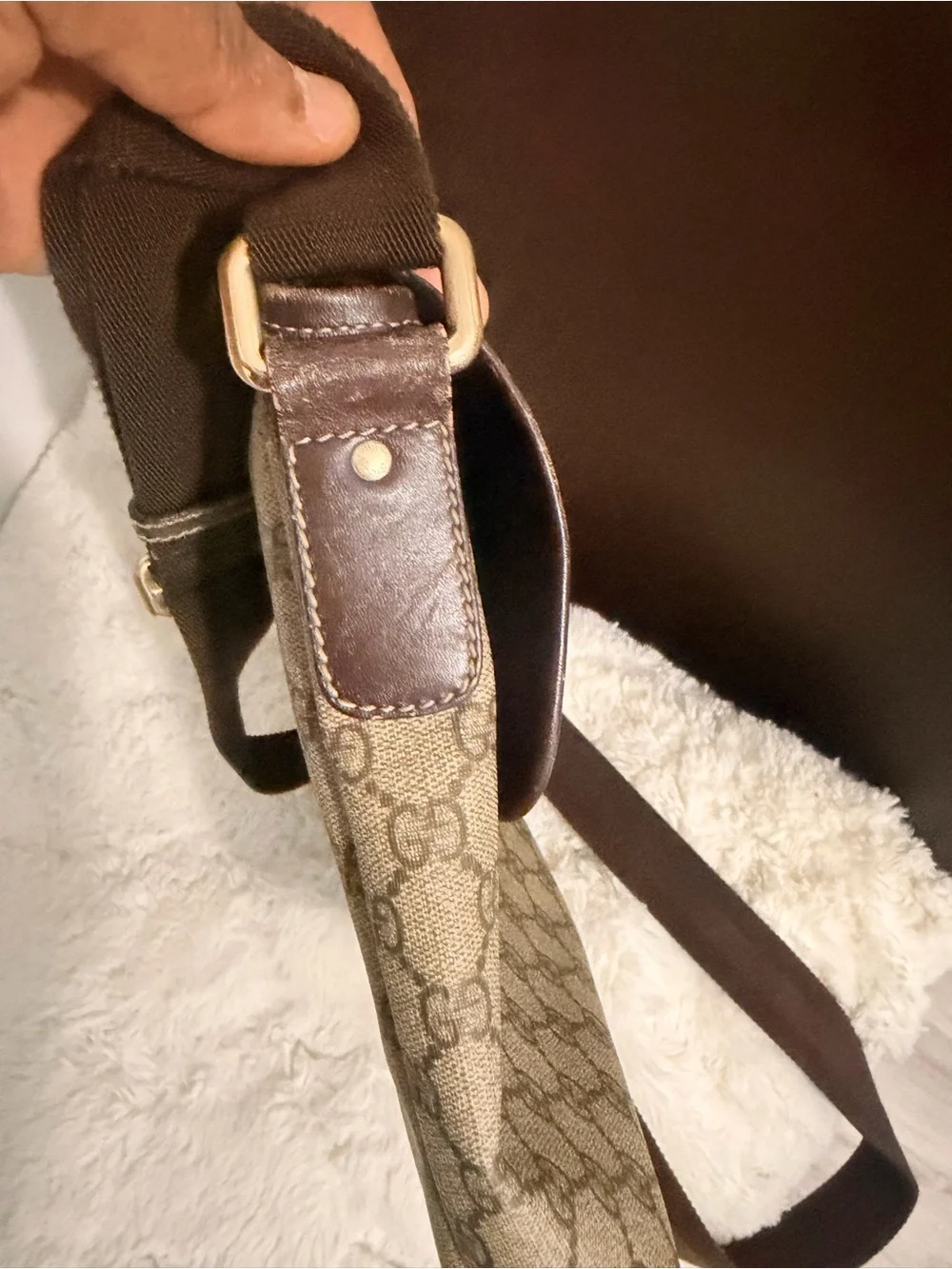 Gucci Beige and Brown Monogram Crossbody Bag